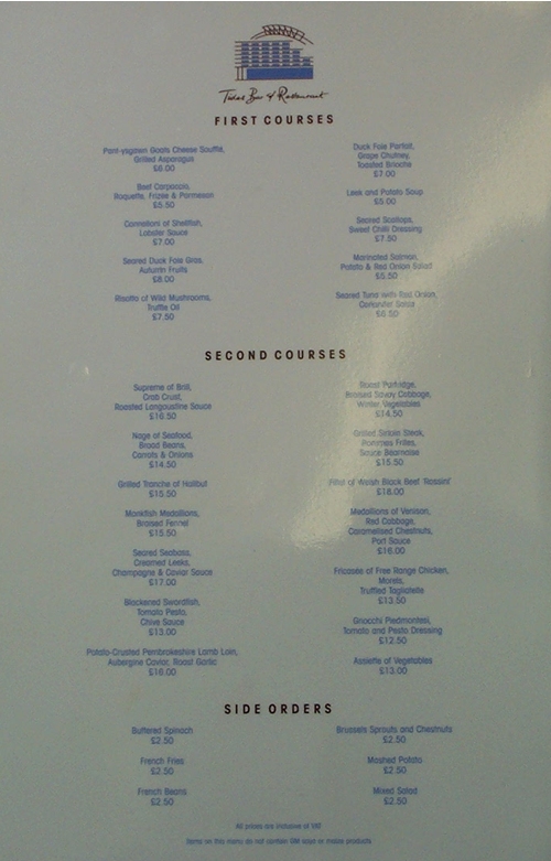 Tides Restaurant Menu