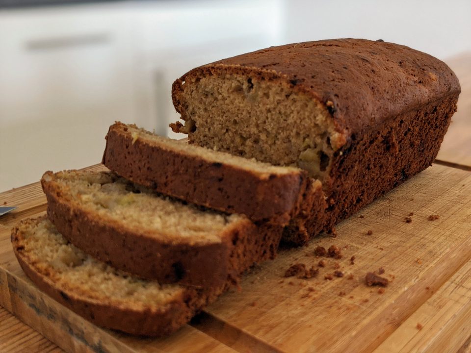 Sliced banana cake