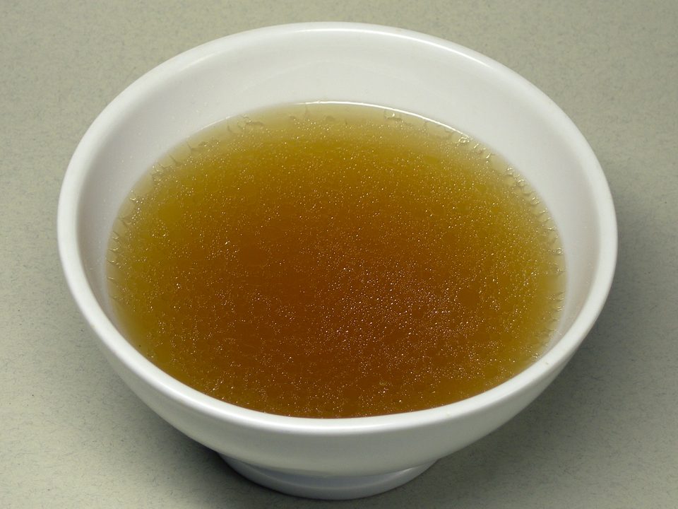 Bowl of clear consomme
