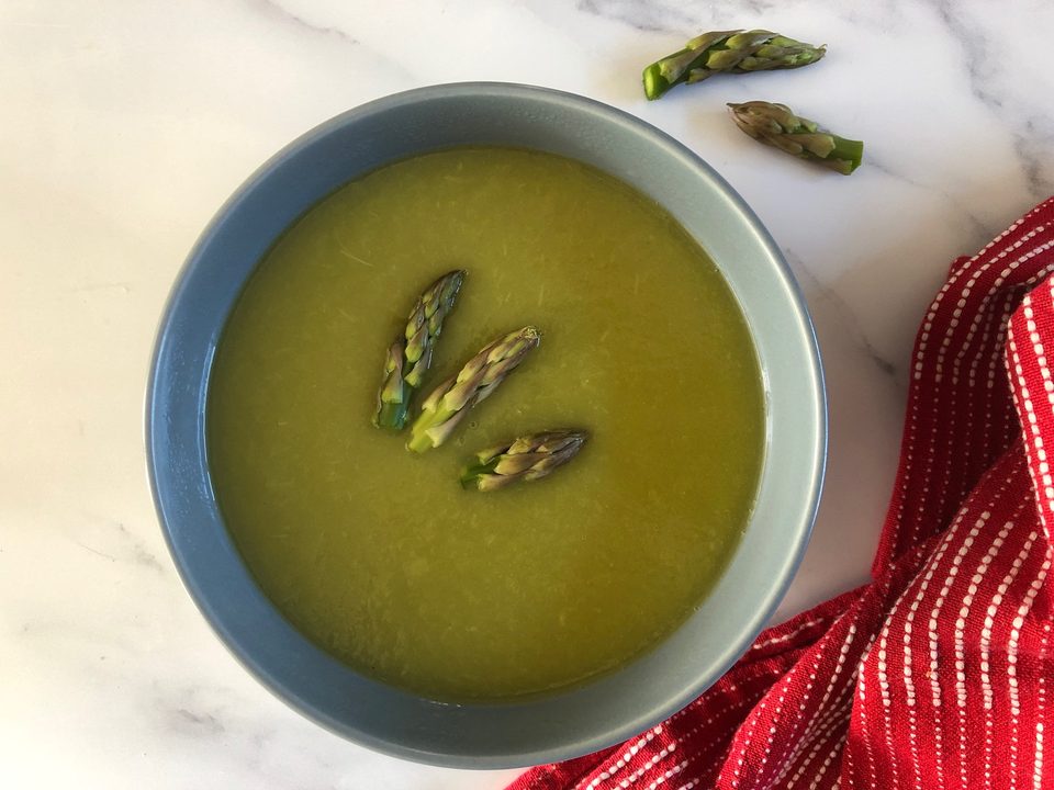 Bowl of cream of asparagus soup