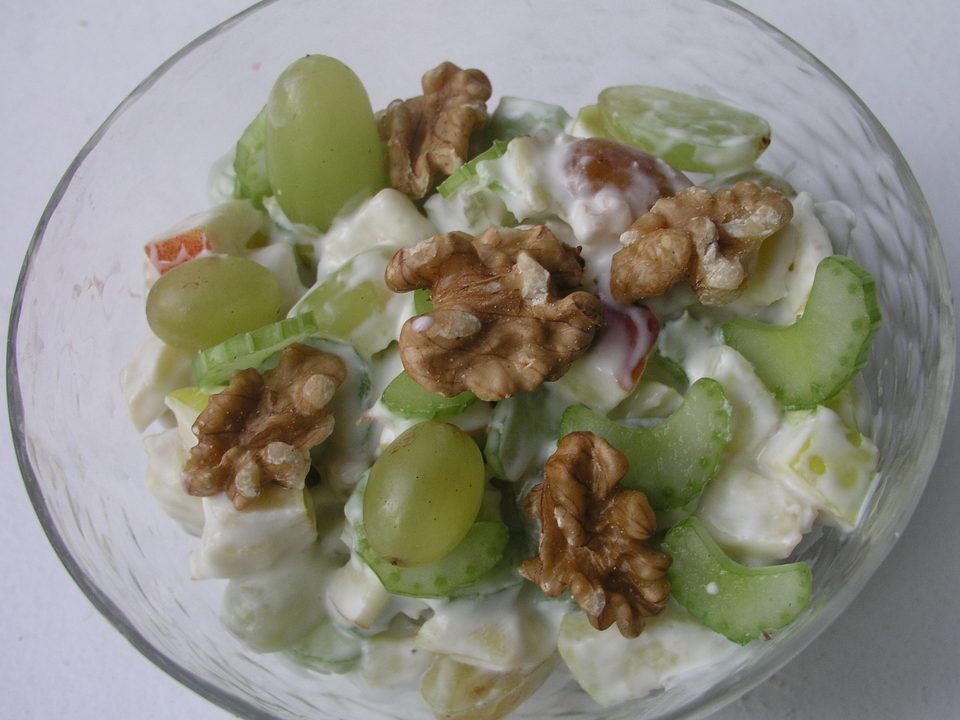 Waldorf salad with walnuts and grapes